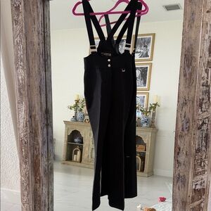 Fera Black Women's Suspender Wool Blend Ski Overalls